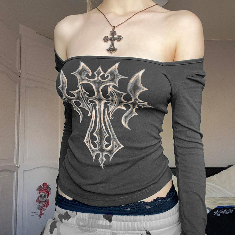 Stariality™ CROP TOP - SPIRAL Stariality™ CROP TOP - SPIRAL CIBBAR-Vintage-Print-Square-Collar-Crop-Top-Retro-Graphic-Full-Sleeve-Skinny_1 stariality