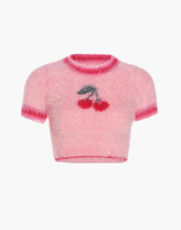 Stariality™ CROP TOP - CHERRY Stariality™ CROP TOP - CHERRY Cherry-Print-Furry-Crop-Top-High-Street-Pink-1677865768 stariality