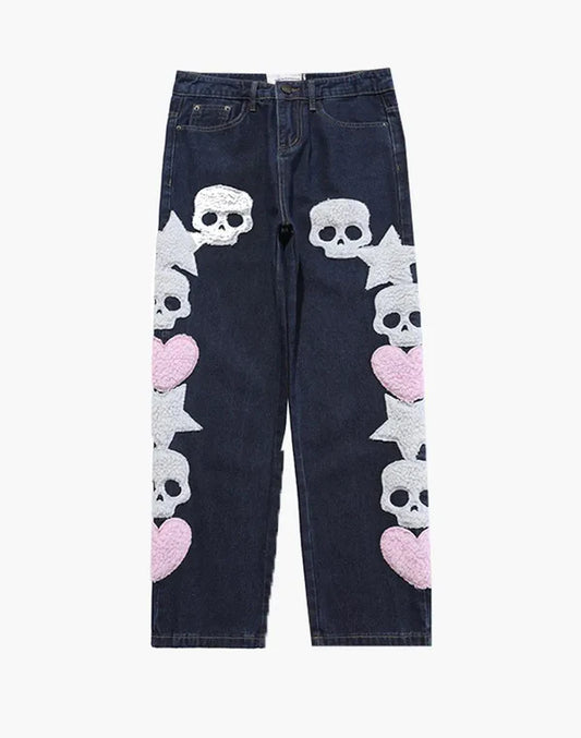 Stariality™ JEANS - BlackAir Blue Blue Stariality™ JEANS - BlackAir Skull-and-Star-Patches--blackair--Jeans-High-Street-Pink-1677866356 stariality