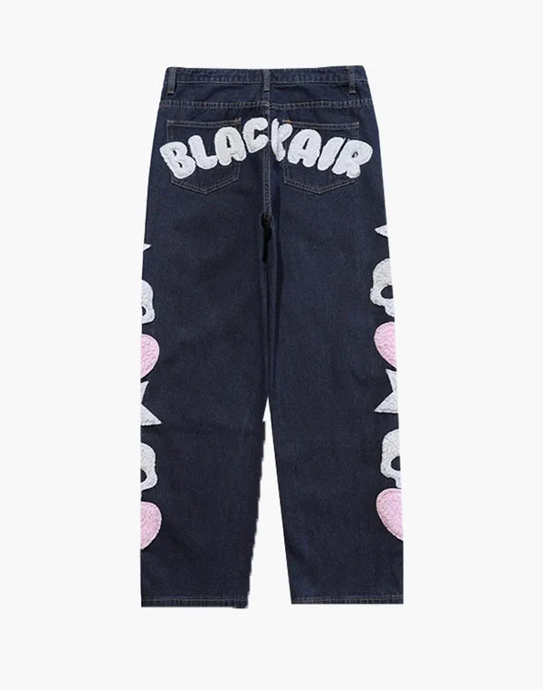 Stariality™ JEANS - BlackAir Stariality™ JEANS - BlackAir Skull-and-Star-Patches--blackair--Jeans-High-Street-Pink-1677866373 stariality