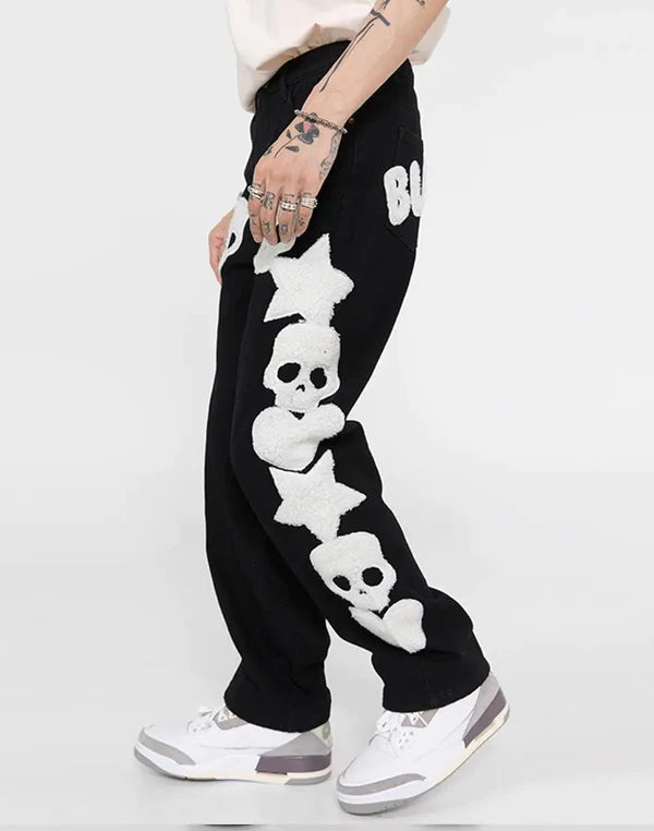 Stariality™ JEANS - BlackAir Stariality™ JEANS - BlackAir Skull-and-Star-Patches--blackair--Jeans-High-Street-Pink-1677866376 stariality