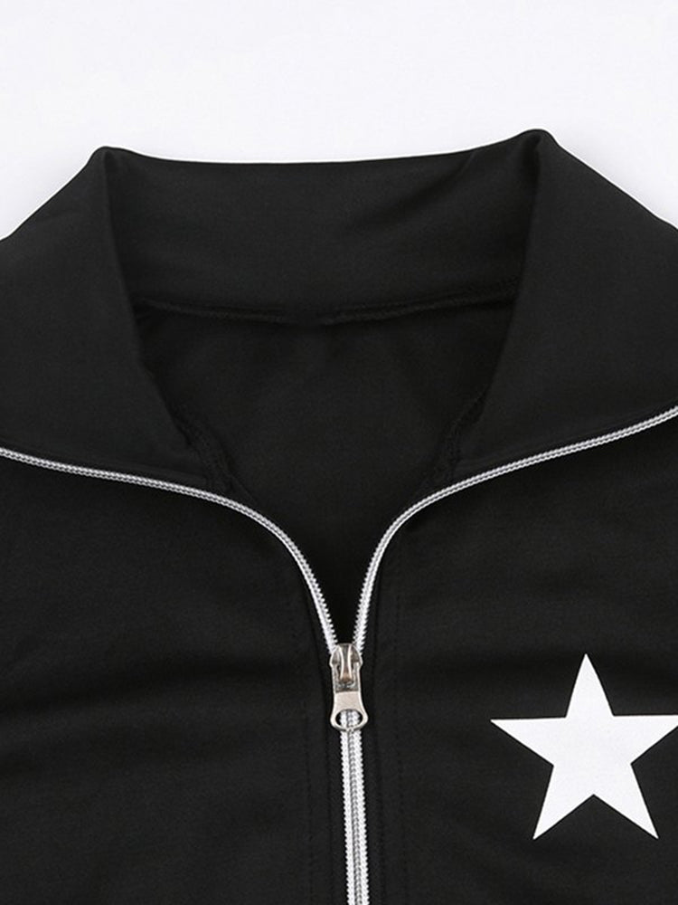 Stariality™ CROP TOP - IAMSURE Stariality™ CROP TOP - IAMSURE Women-Long-Sleeve-Contrast-Star-Print-Zip-Up-Jacket_3 stariality