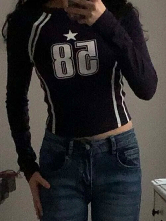 Stariality™ CROP TOP - 58 Stariality™ CROP TOP - 58 Gothic-Women-s-Long-sleeved-Open-Umbilical-Dress-Letter-Printing-Casual-Korean-Women-s-Top-Y2k stariality